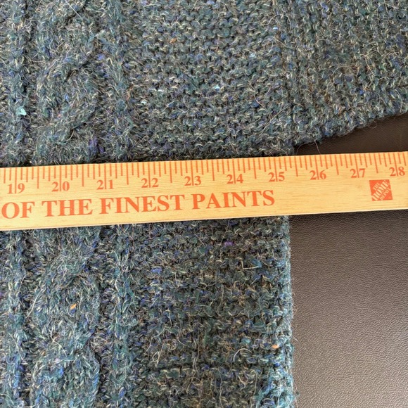 VTG 80s LL Bean Handknit Cable Knit Fisherman Sweater Mens Large Wool Dark Green - Picture 7 of 12